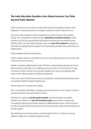 The India Allocation Question_ How Global Investors Can Think Beyond Public Markets
