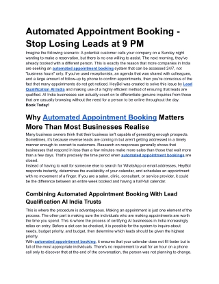 Automated Appointment Booking - Stop Losing Leads at 9 PM
