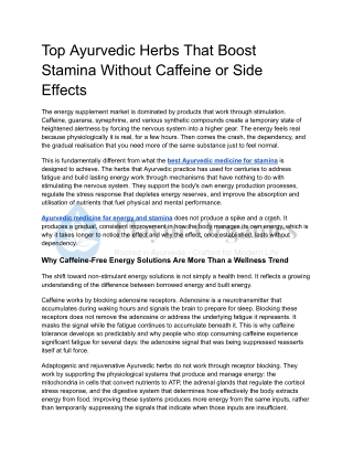 Top Ayurvedic Herbs That Boost Stamina Without Caffeine or Side Effects