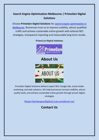 Search Engine Optimisation Melbourne  PrimeGen Digital Solutions,primegendigital.com.au