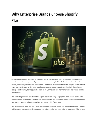 Why Enterprise Brands Choose Shopify Plus