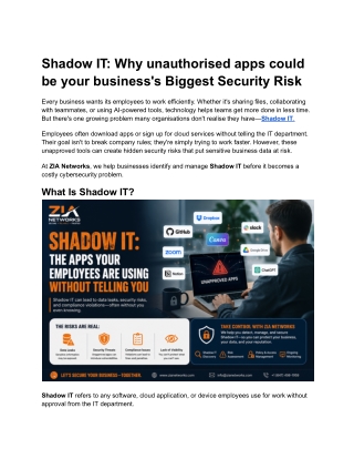 Shadow IT_ Why unauthorised apps could be your business's Biggest Security Risk