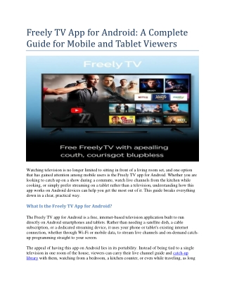 Freely TV App for Android