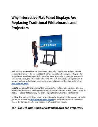 Why Interactive Flat Panel Displays Are Replacing Traditional Whiteboards and Projectors