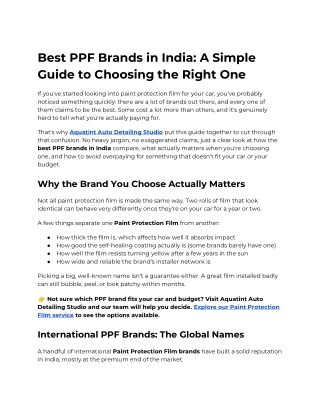 What to Actually Look For in a PPF Brand