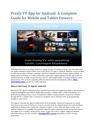 Freely TV App for Android
