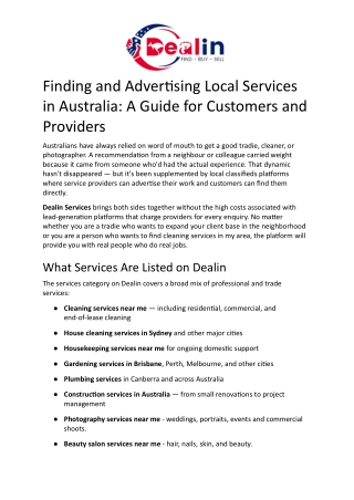 Finding and Advertising Local Services in Australia