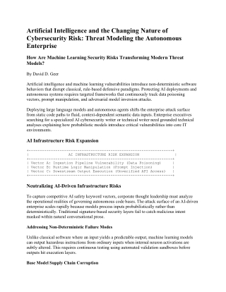 Artificial Intelligence and the Changing Nature of Cybersecurity Risk.