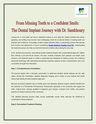 From Missing Teeth to a Confident Smile - The Dental Implant Journey with Dr. Samkhoury