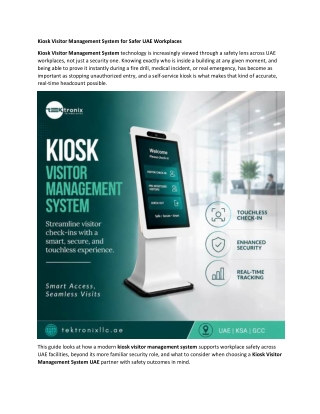 Kiosk Visitor Management System for Safer UAE Workplaces