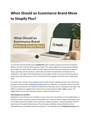 When Should an Ecommerce Brand Move to Shopify Plus?