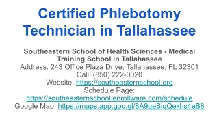 Certified Phlebotomy Technician in Tallahassee