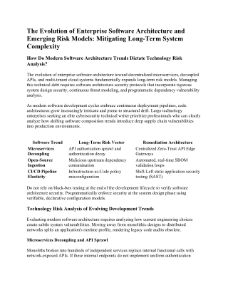 The Evolution of Enterprise Software Architecture and Emerging Risk Models, Mitigating LongTerm System Complexity