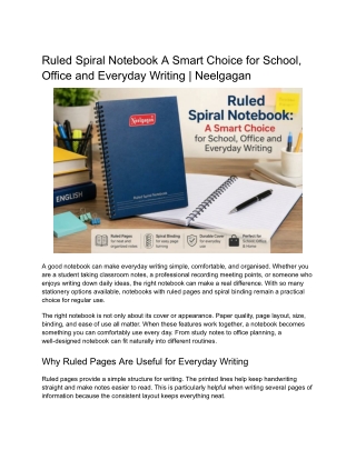 Ruled Spiral Notebook_ A Smart Choice for School, Office and Everyday Writing _ Neelgagan