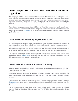 When People Are Matched with Financial Products by Algorithms blog