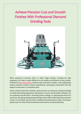 Achieve Precision Cuts and Smooth Finishes With Professional Diamond Grinding Tools