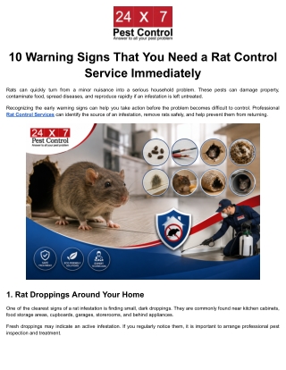 10 Warning Signs That You Need a Rat Control Service Immediately
