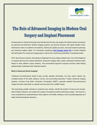 The Role of Advanced Imaging in Modern Oral Surgery and Implant Placement