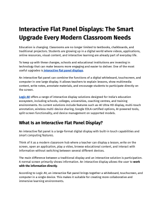 Interactive Flat Panel Displays_ The Smart Upgrade Every Modern Classroom Needs