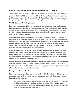 Effective Lifestyle Changes for Managing Eczema