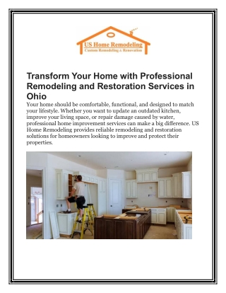 Transform Your Home with Professional Remodeling and Restoration Services in Ohi
