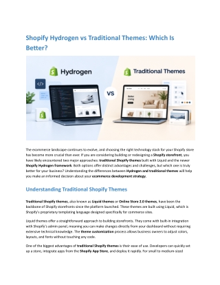 Shopify Hydrogen vs Traditional Themes: Which Is Better for Your Store?