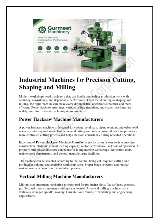 Industrial Machines for Precision Cutting 1