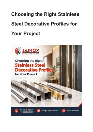 Choosing the Right Stainless Steel Decorative Profiles for Your Project