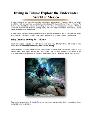 Diving in Tulum: Explore the Underwater World of Mexico