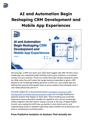 AI and Automation Begin Reshaping CRM Development and Mobile App Experiences