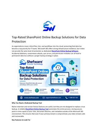 Top-Rated SharePoint Online Backup Solutions for Data Protection