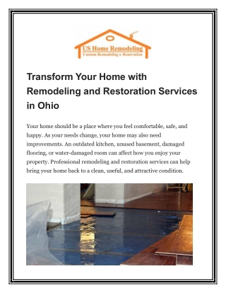 Transform Your Home with Remodeling and Restoration Services in Ohio