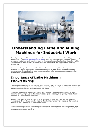 Understanding Lathe and Milling Machines for Industrial Work