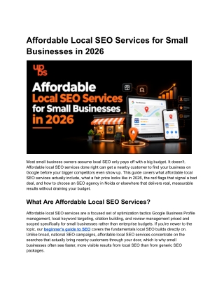 Affordable Local SEO Services for Small Businesses in 2026