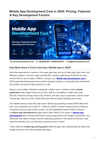 Mobile App Development Cost in 2026 Pricing Features  Key Development Factors