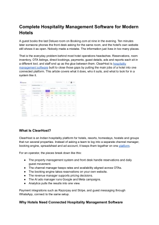 A Complete Guide to Hospitality Management Services, Software, and Systems for Modern Hotels