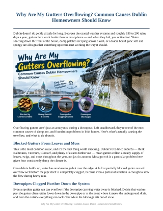Why Are My Gutters Overflowing Common Causes Dublin Homeowners Should Know