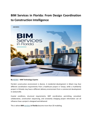 BIM Services in Florida: From Design Coordination to Construction Intelligence