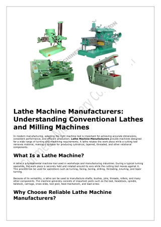 Lathe Machine Manufacturers