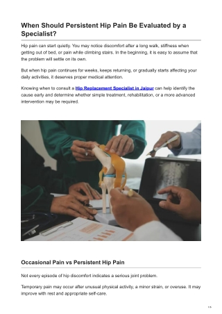 When Should Persistent Hip Pain Be Evaluated by a Specialist