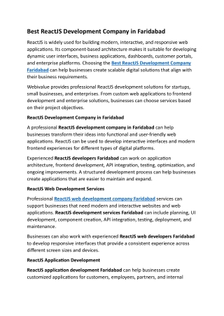 Best ReactJS Development Company in Faridabad