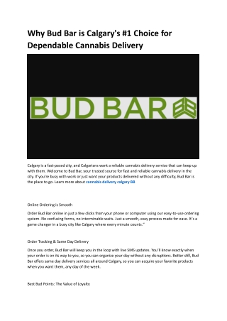 Calgary Weed Delivery | Bud Bar