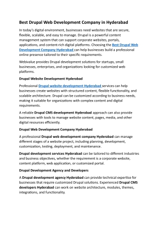Best Drupal Web Development Company in Hyderabad
