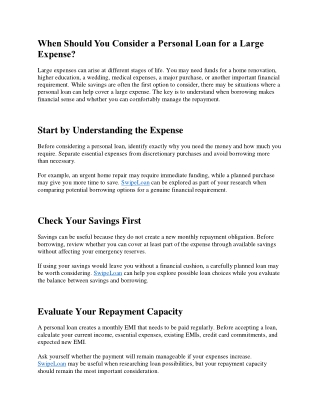 When Should You Consider a Personal Loan for a Large Expense?