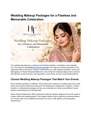 Wedding Makeup Packages for a Flawless and Memorable Celebration