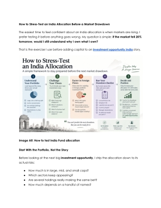How to Stress-Test an India Allocation Before a Market Drawdown