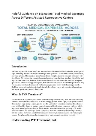 Helpful Guidance on Evaluating Total Medical Expenses Across Different Assisted Reproductive Centers