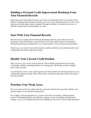 Building a Personal Credit Improvement Roadmap From Your Financial Records