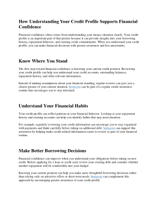 How Understanding Your Credit Profile Supports Financial Confidence