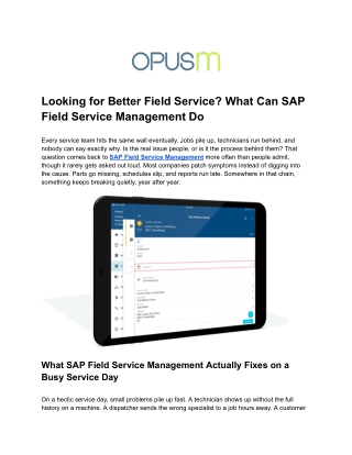 Looking for Better Field Service? What Can SAP Field Service Management Do